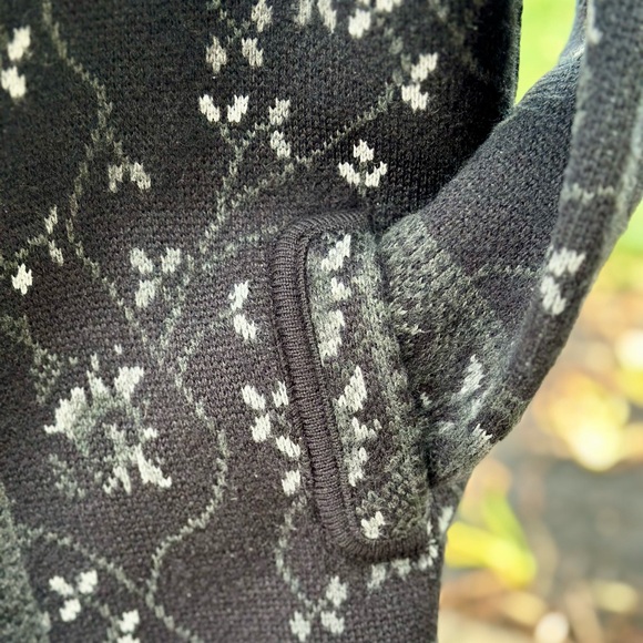 Indutexsa Womens Thick Knit Charcoal Gray Floral Jacket - Picture 5 of 12